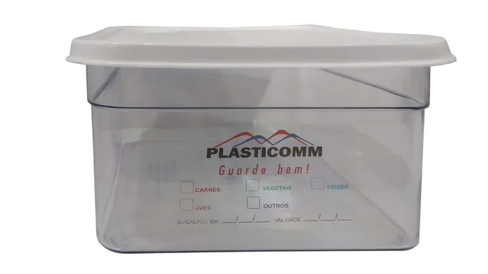 Caixa Quadrada Transparente 4L REF 413, 21,9 × 21,9 × 12,5 cm | 4 Litros | Tampa inclusa